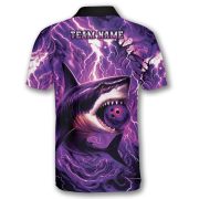 Shark Purple Lightning Storm Custom Bowling Shirt - Image 4