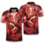 Shark Red Lightning Storm Custom Bowling Shirt