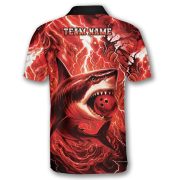 Shark Red Lightning Storm Custom Bowling Shirt - Image 4