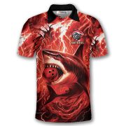 Shark Red Lightning Storm Custom Bowling Shirt - Image 3