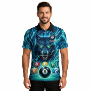 Teal Wolf Lightnings 8 Ball Billiard Custom Pool Shirt - Image 2