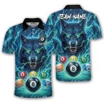 Teal Wolf Lightnings 8 Ball Billiard Custom Pool Shirt