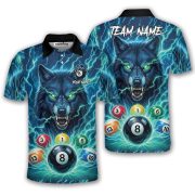 Teal Wolf Lightnings 8 Ball Billiard Custom Pool Shirt