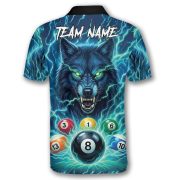 Teal Wolf Lightnings 8 Ball Billiard Custom Pool Shirt - Image 4