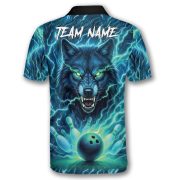 Teal Wolf Lightnings Bowling Strike Custom Bowling Shirt - Image 4