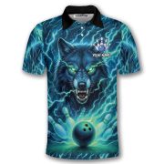 Teal Wolf Lightnings Bowling Strike Custom Bowling Shirt - Image 3