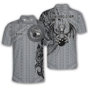 Tribal Dragon Monochrome Custom Bowling Shirt