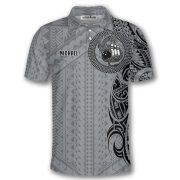 Tribal Dragon Monochrome Custom Bowling Shirt - Image 3