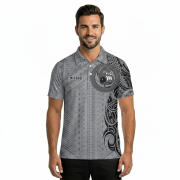 Tribal Dragon Monochrome Custom Bowling Shirt - Image 2
