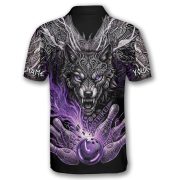 Wolf Art Purple Flame Bowling Strike Custom Bowling Shirt - Image 4