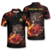 Wolf Fire Bowling Ball Custom Bowling Shirt