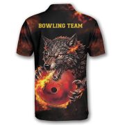 Wolf Fire Bowling Ball Custom Bowling Shirt - Image 3