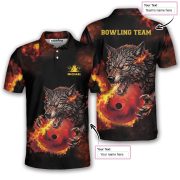 Wolf Fire Bowling Ball Custom Bowling Shirt - Image 5