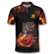 Wolf Fire Bowling Ball Custom Bowling Shirt - Image 4