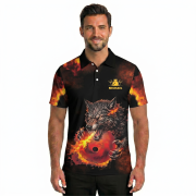 Wolf Fire Bowling Ball Custom Bowling Shirt - Image 2