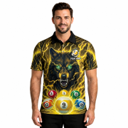 Yellow Wolf Lightnings 9 Ball Billiard Custom Pool Shirt - Image 2