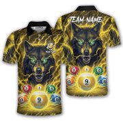 Yellow Wolf Lightnings 9 Ball Billiard Custom Pool Shirt