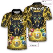 Yellow Wolf Lightnings 9 Ball Billiard Custom Pool Shirt - Image 5