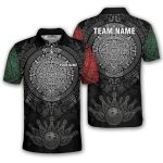 Aztec Calendar Bowling Strike Red Green Custom Bowling Shirt