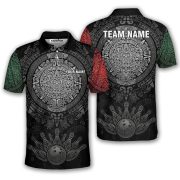 Aztec Calendar Bowling Strike Red Green Custom Bowling Shirt