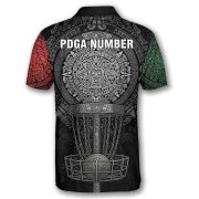 Aztec Calendar Disc Basket Red Green Custom Disc Golf Shirt - Image 4