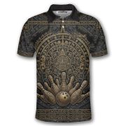 Aztec Tribal Headman Skull Bowling Strike Custom Bowling Shirt - Image 3