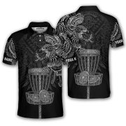 Aztec Tribal Hunting Eagle Black White Custom Disc Golf Shirt