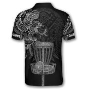 Aztec Tribal Hunting Eagle Black White Custom Disc Golf Shirt - Image 4