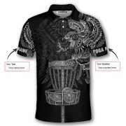 Aztec Tribal Hunting Eagle Black White Custom Disc Golf Shirt - Image 5