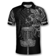 Aztec Tribal Hunting Eagle Black White Custom Disc Golf Shirt - Image 3