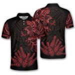 Aztec Tribal Hunting Eagle Red Black Custom Bowling Shirt