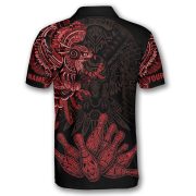 Aztec Tribal Hunting Eagle Red Black Custom Bowling Shirt - Image 4