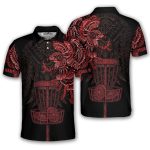 Aztec Tribal Hunting Eagle Red Black Custom Disc Golf Shirt