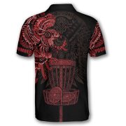 Aztec Tribal Hunting Eagle Red Black Custom Disc Golf Shirt - Image 4
