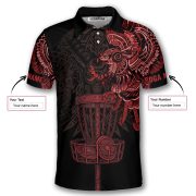 Aztec Tribal Hunting Eagle Red Black Custom Disc Golf Shirt - Image 5