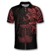 Aztec Tribal Hunting Eagle Red Black Custom Disc Golf Shirt - Image 3
