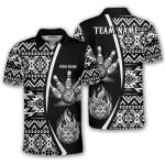 Aztec Tribal Pattern Flaming Bowling Ball Custom Bowling Shirt