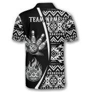 Aztec Tribal Pattern Flaming Bowling Ball Custom Bowling Shirt - Image 4