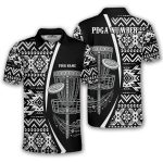 Aztec Tribal Pattern Flaming Disc Basket Custom Disc Golf Shirt