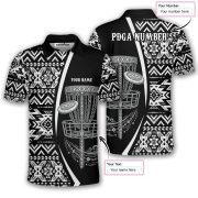 Aztec Tribal Pattern Flaming Disc Basket Custom Disc Golf Shirt - Image 5