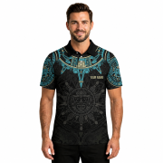 Aztec Tribal Sun Symbol Custom Bowling Shirt - Image 2