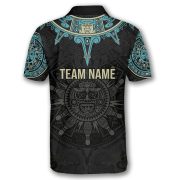Aztec Tribal Sun Symbol Custom Bowling Shirt - Image 4