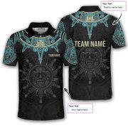 Aztec Tribal Sun Symbol Custom Bowling Shirt - Image 5