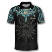Aztec Tribal Sun Symbol Custom Bowling Shirt - Image 3