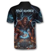 Bigfoot Blue Fire Disc Basket Sasquatch Custom Disc Golf Shirt - Image 4