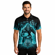 Bigfoot Ghostly Blue Fire Flame Sasquatch Custom Disc Golf Shirt - Image 2