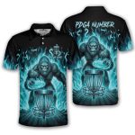 Bigfoot Ghostly Blue Fire Flame Sasquatch Custom Disc Golf Shirt
