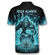Bigfoot Ghostly Blue Fire Flame Sasquatch Custom Disc Golf Shirt - Image 4