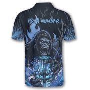 Bigfoot Holding Disc Basket Blue Fire Sasquatch Custom Disc Golf Shirt - Image 4