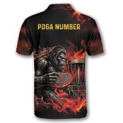 Bigfoot Playing Disc Golf Red Fire Sasquatch Custom Disc Golf Shirt - Image 4
